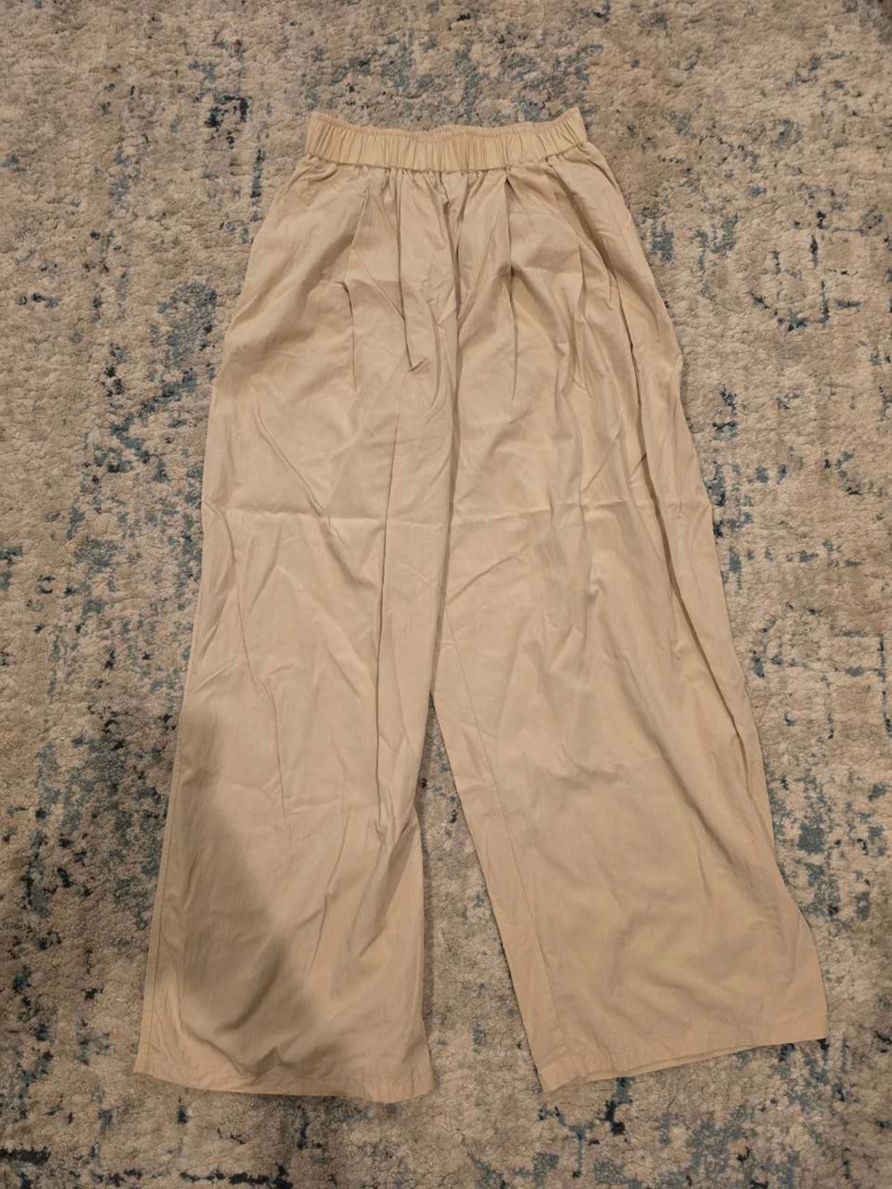 Men's Beige Elastic-Waist Pants